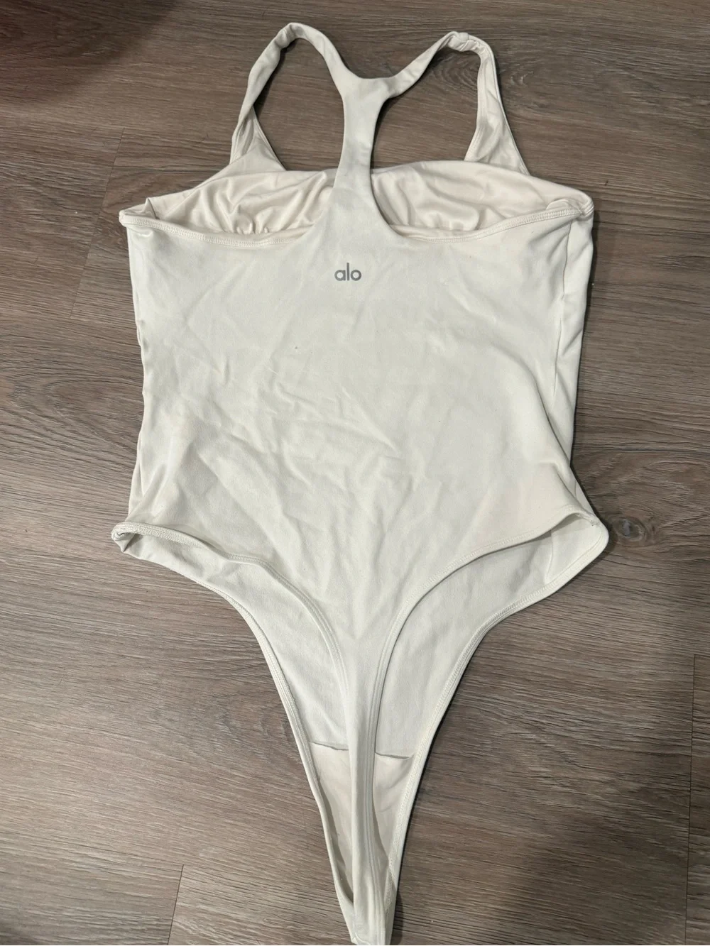 ALO Yoga Cream Racerback Bodysuit